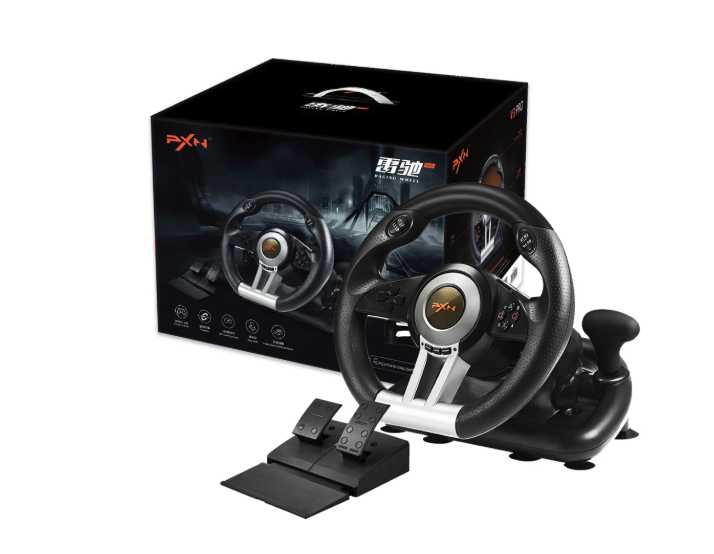 Gaming Racing Stuur met Pedalen – 180° Rotatie, Dubbele Vibratie en Multiplatform Compatibiliteit