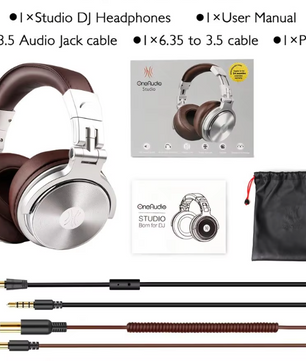 Studio Hoofdtelefoon met Microfoon – Over-Ear, HiFi Geluid en Opvouwbaar Design