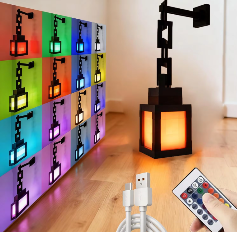 Pixel LED Nachtlamp – RGB 16 Kleuren, Afstandsbediening en Oplaadbaar Design