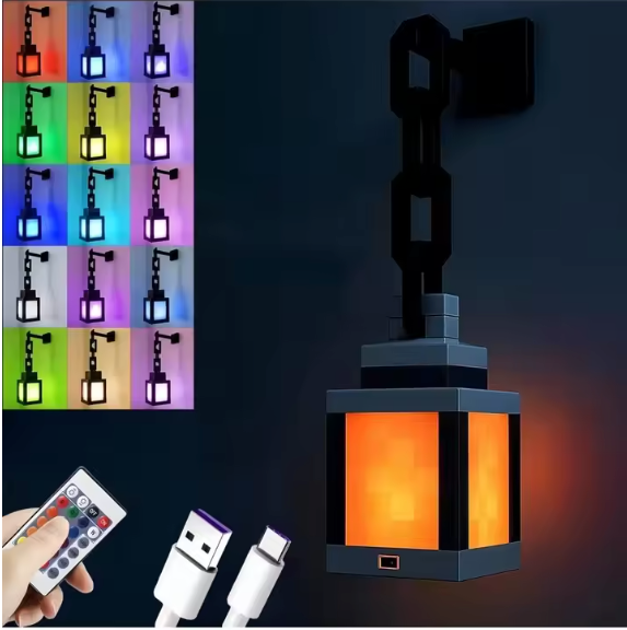 Pixel LED Nachtlamp – RGB 16 Kleuren, Afstandsbediening en Oplaadbaar Design