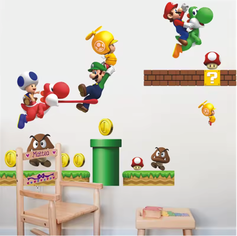 Game Thema Muursticker – Cartoon Gaming Decoratie voor Kinderkamer