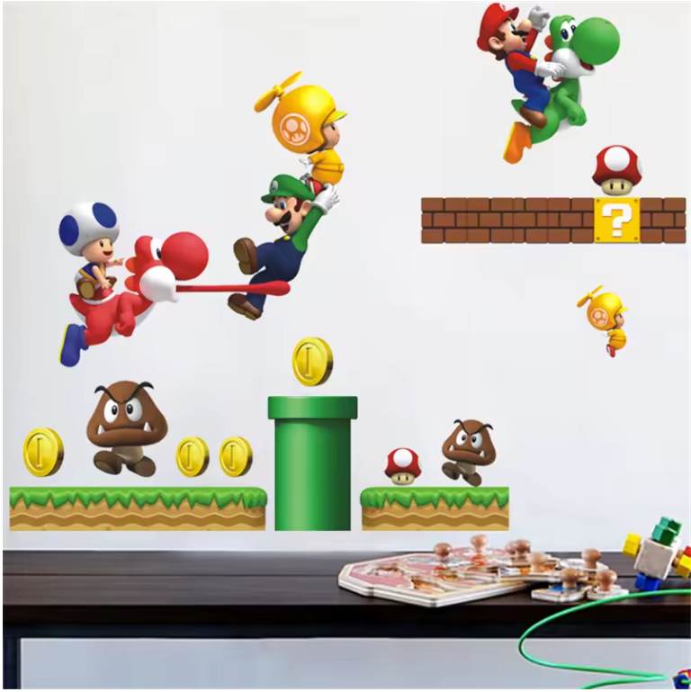 Game Thema Muursticker – Cartoon Gaming Decoratie voor Kinderkamer