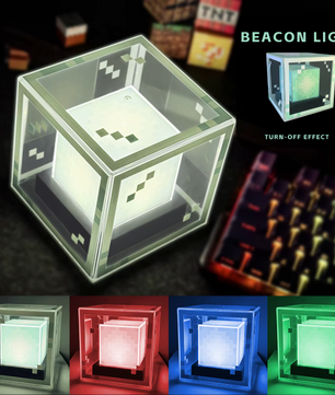 Pixel Beacon Lamp – LED Nachtlamp en Gaming Bureau Decoratie Oplaadbaar