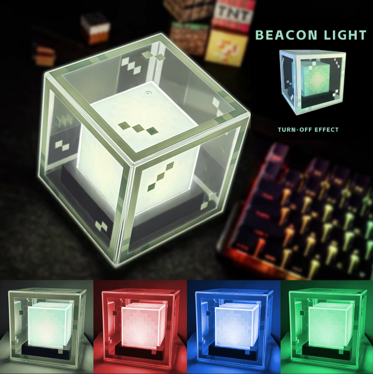 Pixel Beacon Lamp – LED Nachtlamp en Gaming Bureau Decoratie Oplaadbaar