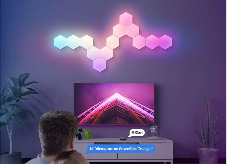 RGB Hexagon Wandlamp Set – Slimme LED Panelen met App en Muziek Sync