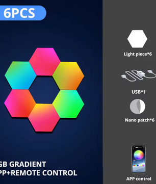 RGB Hexagon Wandlamp Set – Slimme LED Panelen met App en Muziek Sync