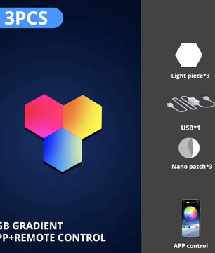 RGB Hexagon Wandlamp Set – Slimme LED Panelen met App en Muziek Sync
