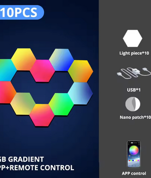 RGB Hexagon Wandlamp Set – Slimme LED Panelen met App en Muziek Sync