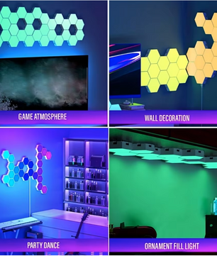 RGB Hexagon Wandlamp Set – Slimme LED Panelen met App en Muziek Sync