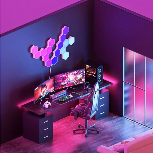 RGB Hexagon Wandlamp Set – Slimme LED Panelen met App en Muziek Sync