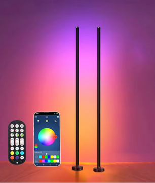 RGB Hoek Vloerlamp – Slimme LED Staande Lamp met App en Muziek Sync