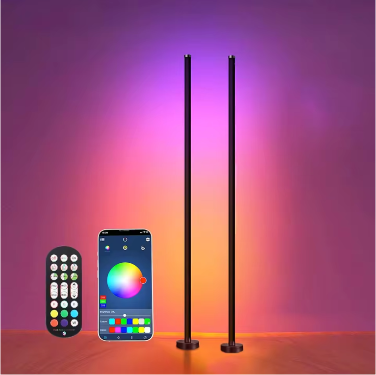RGB Hoek Vloerlamp – Slimme LED Staande Lamp met App en Muziek Sync
