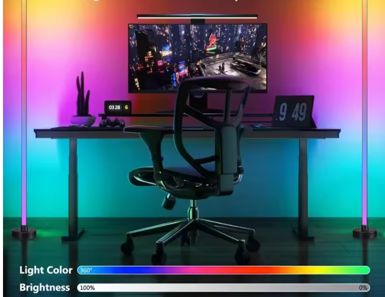 RGB Hoek Vloerlamp – Slimme LED Staande Lamp met App en Muziek Sync