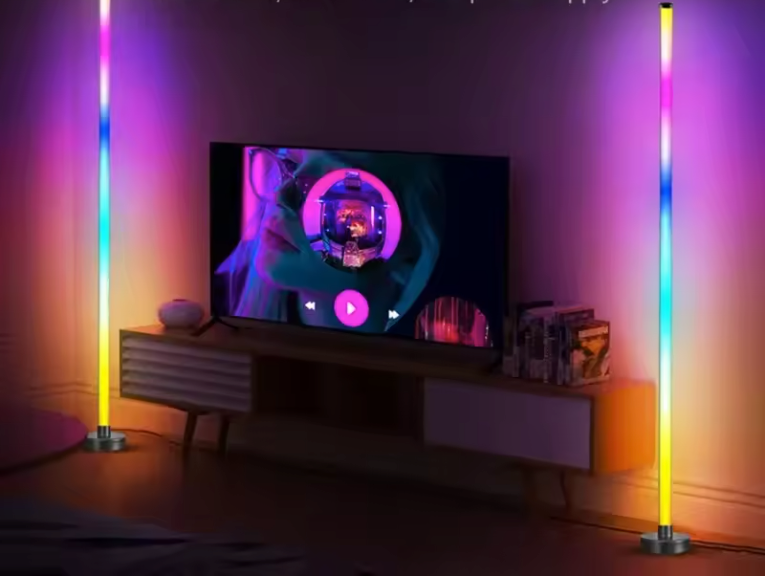RGB Hoek Vloerlamp – Slimme LED Staande Lamp met App en Muziek Sync