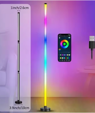 RGB Hoek Vloerlamp – Slimme LED Staande Lamp met App en Muziek Sync