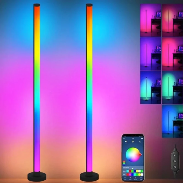 RGB Hoek Vloerlamp – Slimme LED Staande Lamp met App en Muziek Sync