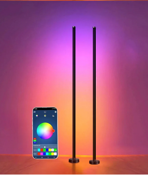 RGB Hoek Vloerlamp – Slimme LED Staande Lamp met App en Muziek Sync
