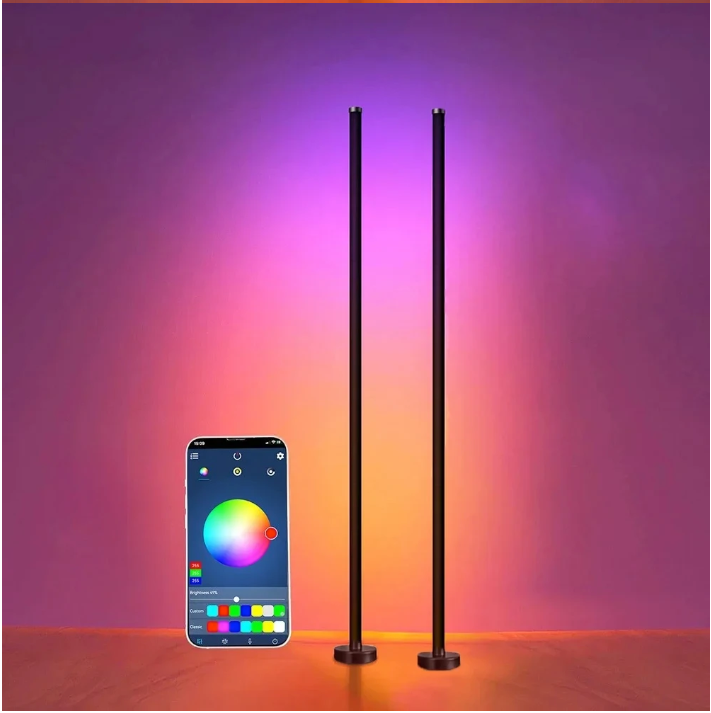 RGB Hoek Vloerlamp – Slimme LED Staande Lamp met App en Muziek Sync