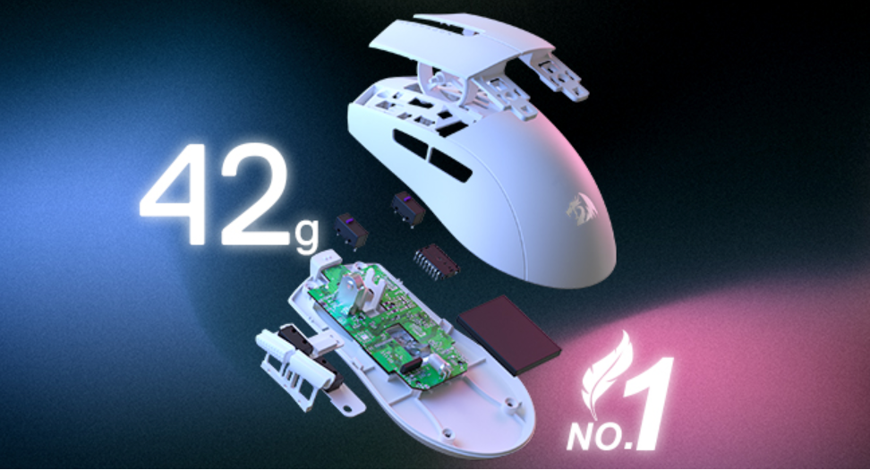 Ultra Lichtgewicht Gaming Muis – 42g, 12400 DPI en 5 Programmeerbare Knoppen