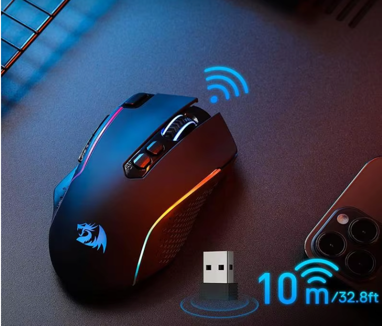 Draadloze Gaming Muis – 10000 DPI, RGB Verlichting en 8 Macro Knoppen