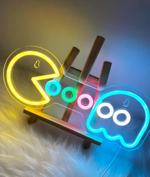 Retro Arcade Neon LED Wandlamp – Gaming Decoratie met Klassiek Spelontwerp