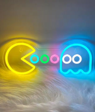 Retro Arcade Neon LED Wandlamp – Gaming Decoratie met Klassiek Spelontwerp