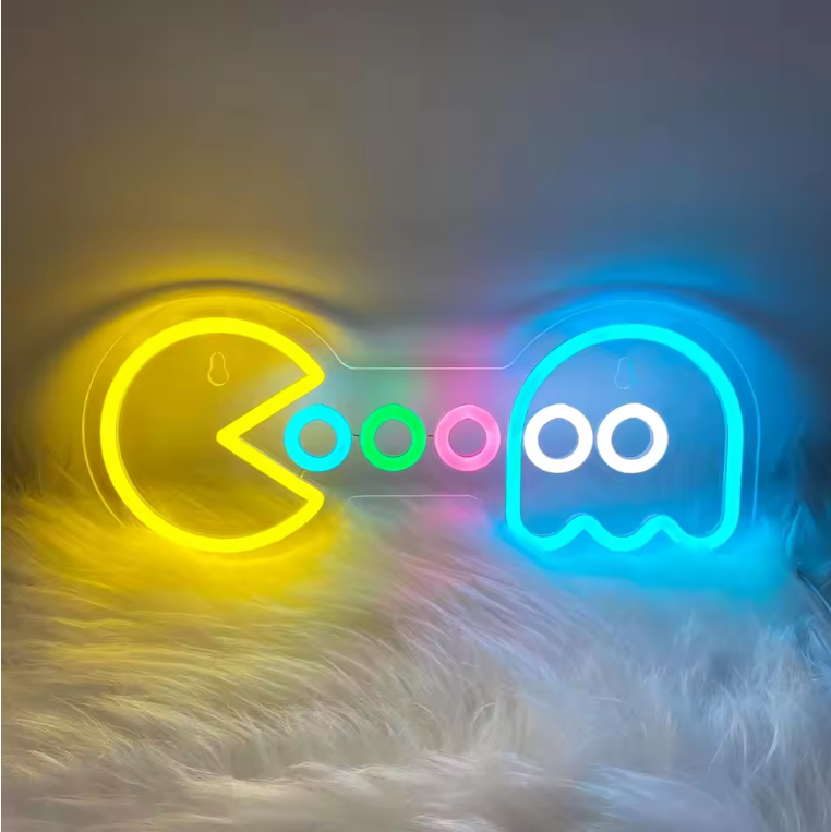 Retro Arcade Neon LED Wandlamp – Gaming Decoratie met Klassiek Spelontwerp