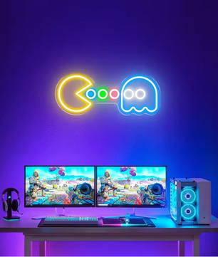 Retro Arcade Neon LED Wandlamp – Gaming Decoratie met Klassiek Spelontwerp