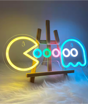 Retro Arcade Neon LED Wandlamp – Gaming Decoratie met Klassiek Spelontwerp