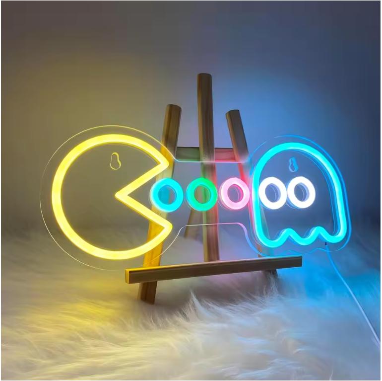 Retro Arcade Neon LED Wandlamp – Gaming Decoratie met Klassiek Spelontwerp