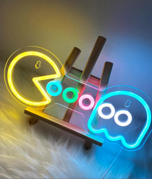 Retro Arcade Neon LED Wandlamp – Gaming Decoratie met Klassiek Spelontwerp