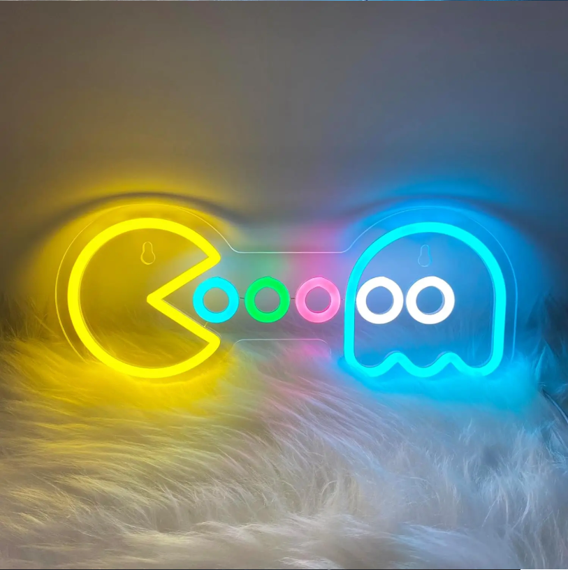 Retro Arcade Neon LED Wandlamp – Gaming Decoratie met Klassiek Spelontwerp