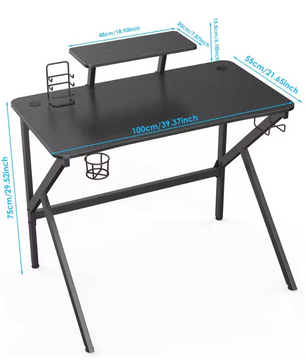 Ergonomisch Gaming Bureau met Bekerhouder en Koptelefoonhaak – Verstelbare Monitorstandaard