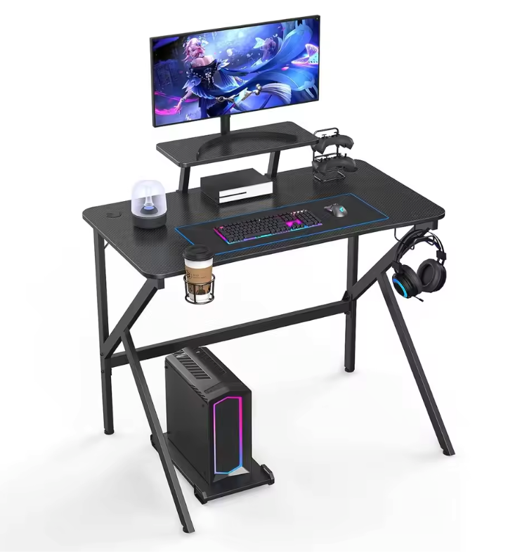 Ergonomisch Gaming Bureau met Bekerhouder en Koptelefoonhaak – Verstelbare Monitorstandaard