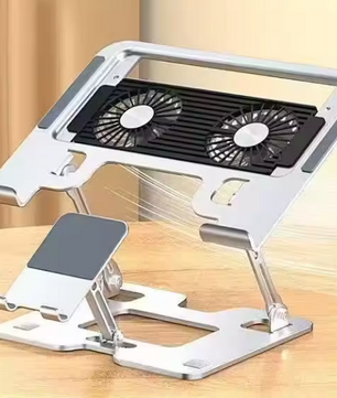 2-in-1 Laptop- en Telefoonstandaard – Opvouwbare Ergonomische Verhoger met Warmteafvoer en Stabiele Basis