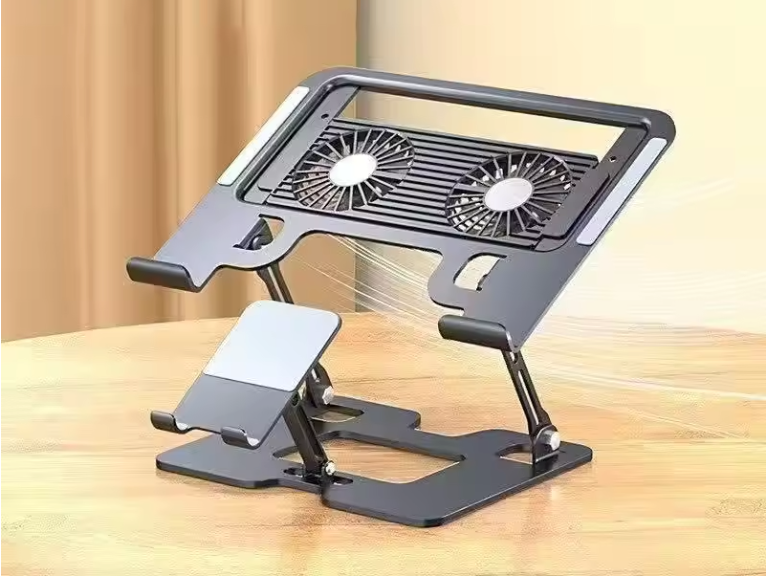 2-in-1 Laptop- en Telefoonstandaard – Opvouwbare Ergonomische Verhoger met Warmteafvoer en Stabiele Basis