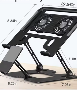 2-in-1 Laptop- en Telefoonstandaard – Opvouwbare Ergonomische Verhoger met Warmteafvoer en Stabiele Basis