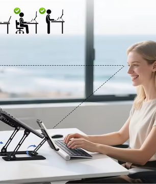 2-in-1 Laptop- en Telefoonstandaard – Opvouwbare Ergonomische Verhoger met Warmteafvoer en Stabiele Basis