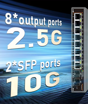 2.5G Netwerk Switch – 8 Poorten + 2×10G SFP, High-Speed Ethernet