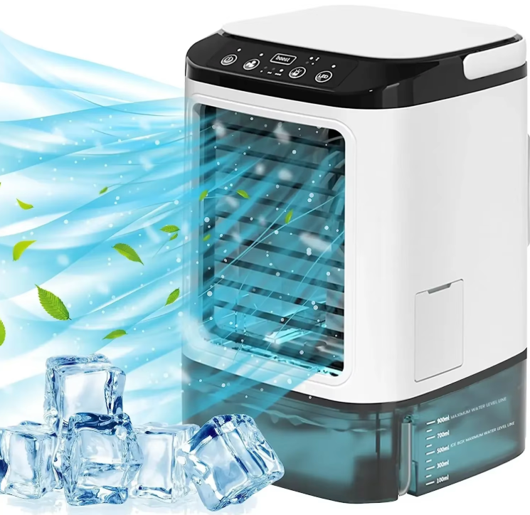 Draagbare Mini Airco met Dubbele Verneveling – 3 Snelheden, 900 ml Waterreservoir en Nachtverlichting