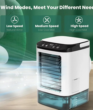 Draagbare Mini Airco met Dubbele Verneveling – 3 Snelheden, 900 ml Waterreservoir en Nachtverlichting