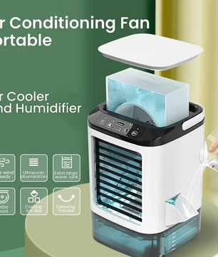 Draagbare Mini Airco met Dubbele Verneveling – 3 Snelheden, 900 ml Waterreservoir en Nachtverlichting
