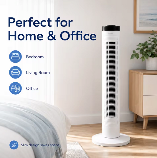 Toren Airco en Torenventilator 79 cm – 60 W, 3 Snelheden, Afstandsbediening en Automatische Oscillatie