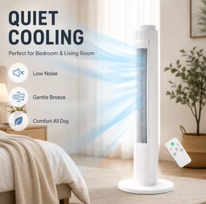 Toren Airco en Torenventilator 79 cm – 60 W, 3 Snelheden, Afstandsbediening en Automatische Oscillatie
