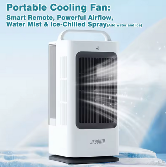 3-in-1 Mini Airco en Draagbare Luchtkoeler 1700 ml – 3 Snelheden, 120° Oscillatie, Touchbediening en Ultrasone Verneveling
