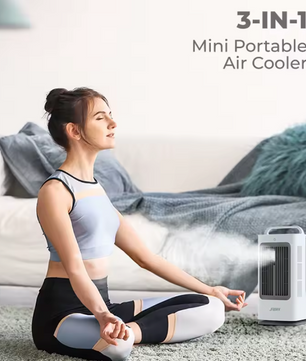 3-in-1 Mini Airco en Draagbare Luchtkoeler 1700 ml – 3 Snelheden, 120° Oscillatie, Touchbediening en Ultrasone Verneveling