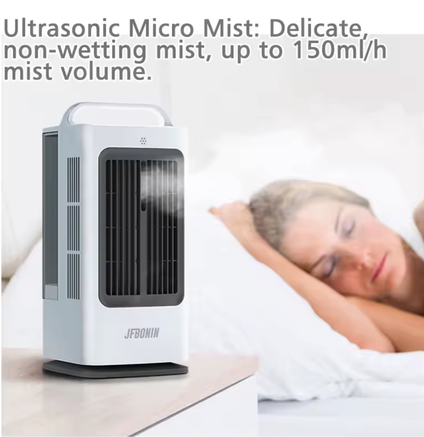 3-in-1 Mini Airco en Draagbare Luchtkoeler 1700 ml – 3 Snelheden, 120° Oscillatie, Touchbediening en Ultrasone Verneveling