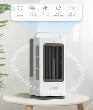 3-in-1 Mini Airco en Draagbare Luchtkoeler 1700 ml – 3 Snelheden, 120° Oscillatie, Touchbediening en Ultrasone Verneveling