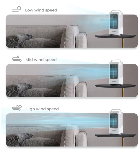 3-in-1 Mini Airco en Draagbare Luchtkoeler 1700 ml – 3 Snelheden, 120° Oscillatie, Touchbediening en Ultrasone Verneveling