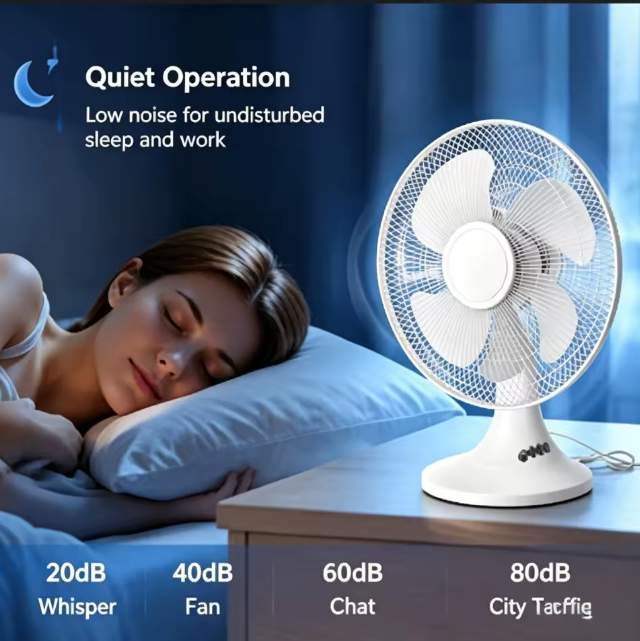 Elektrische Tafelventilator 43 cm – 3 Snelheden, Stille Werking, 30° Kantelbaar en Veilig Beschermrooster